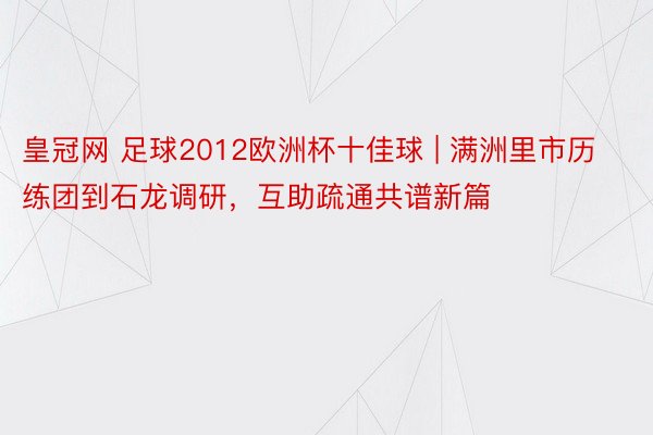 皇冠网 足球2012欧洲杯十佳球 | 满洲里市历练团到石龙调研，互助疏通共谱新篇