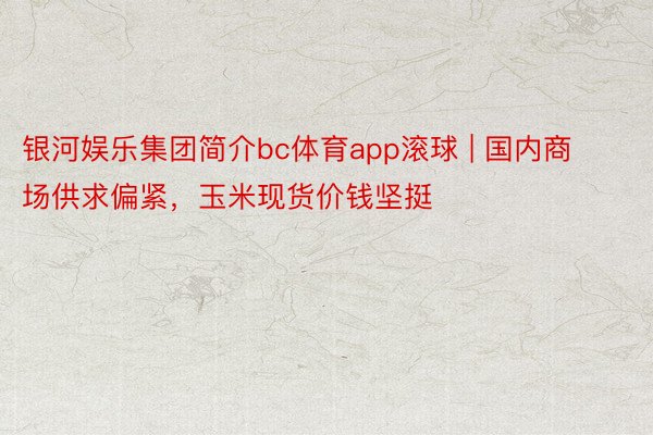 银河娱乐集团简介bc体育app滚球 | 国内商场供求偏紧，玉米现货价钱坚挺