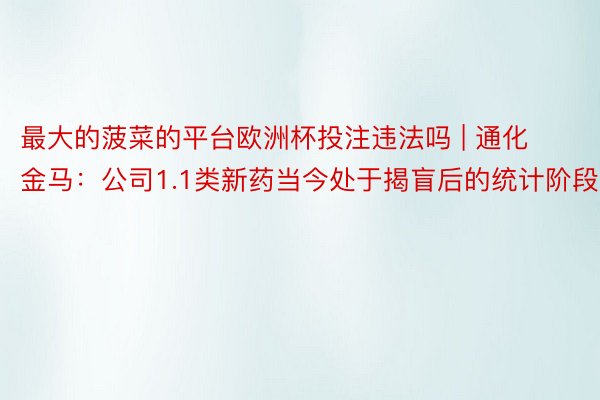 最大的菠菜的平台欧洲杯投注违法吗 | 通化金马：公司1.1类新药当今处于揭盲后的统计阶段